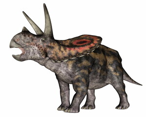 Torosaurus dinosaur standing and roaring - 3D render