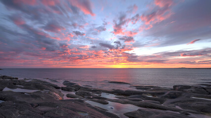 Norway sunset over the sea