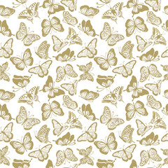 Seamless background of brown butterflies. Vector illustration
