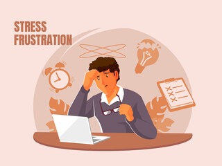 Busy man under stress frustrated