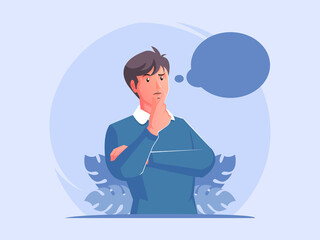 Men think with think bubble symbol