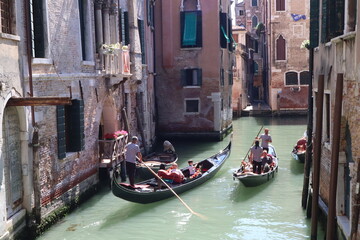 Fototapeta na wymiar Venetian gondolas in Venice, Italy.