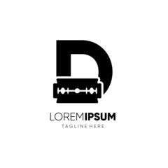 Letter D Razor Blade Logo Design Vector Icon Graphic Emblem Illustration