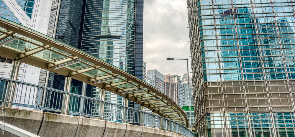 Sticker downtown hongkong cityscape, hdr image