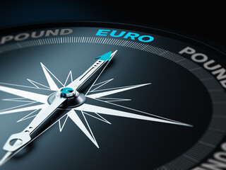 Compass Needle Points Euro and Others Written with Pound