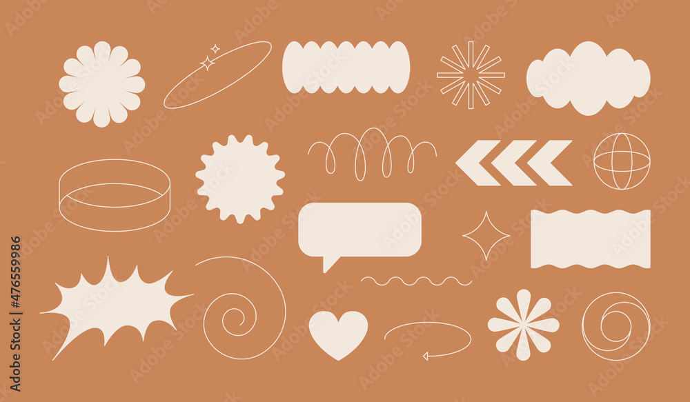 Poster Vector set of design elements, patches and stickers with copy space for text - abstract background elements for branding, packaging, prints and social media posts