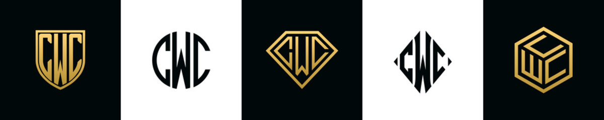Initial letters CWC logo designs Bundle