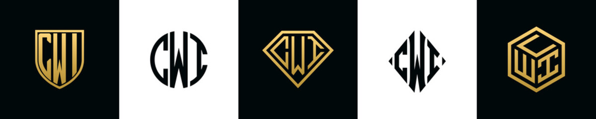 Initial letters CWI logo designs Bundle