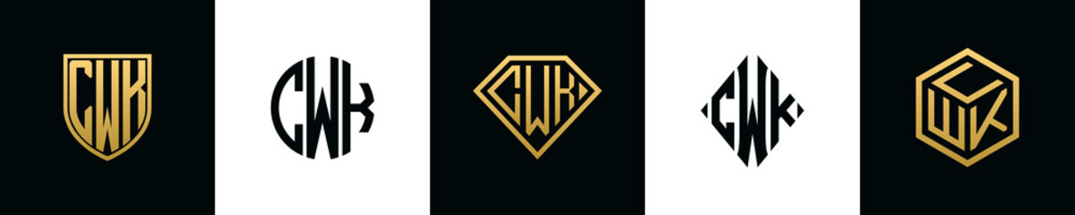 Initial letters CWK logo designs Bundle - obrazy, fototapety, plakaty