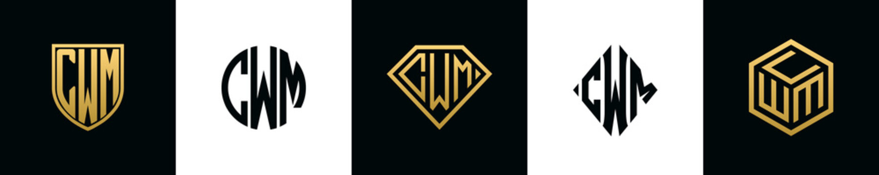 Initial letters CWM logo designs Bundle