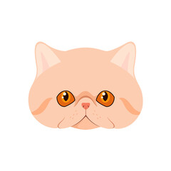 The head of an exotic cat on a white background. Cartoon design.
