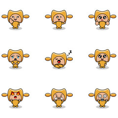cartoon character mascot costume vector illustration dough roller expression bundle set