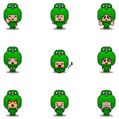 cartoon character mascot costume vector illustration gas cylinder expression bundle set