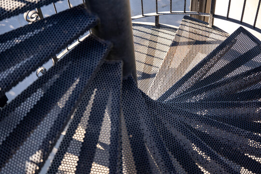 Steel stairs, spiral staircases, small perforated steel sheets steel columns for stairs