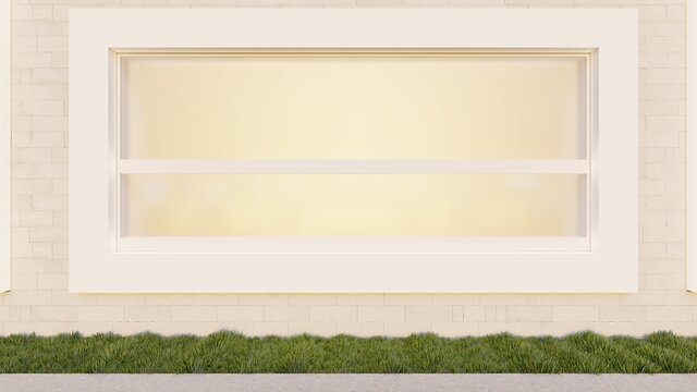 Architectural background window on building facade 3d rendering