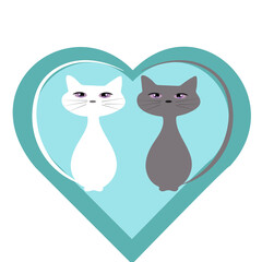 Two cats in a green heart