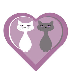 Two cats in a pink heart