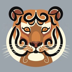 Tiger head in flat style. Tiger face, symbol of chinese new year 2022. Modern art design for clothes, website, poster, background, card