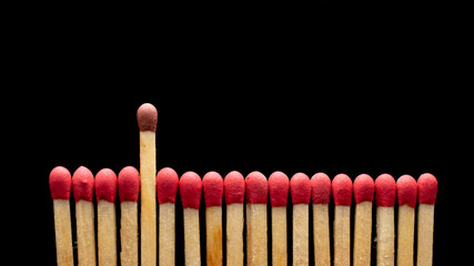 matches in a row on a black background.