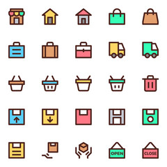 Filled outline icons for user interface.
