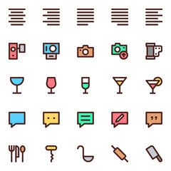 Filled outline icons for user interface.