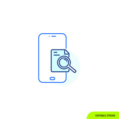 Search mobile data Icon, Editable stroke