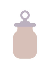 Empty jar with gold lid. closed - closeup isolated on white background. Design template for advertise