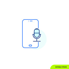 Audio mic mobile Icon, Editable stroke