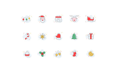 set of icons for christmas and new year