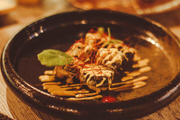 Gastro fusión comida mediterránea sushi