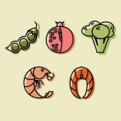 5 line icons health food