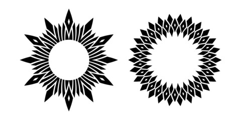 Abstract circle design elements. Patterns for decorative round frames.