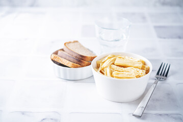 Salad of pickled asparagus in a bowl