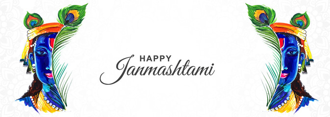 Happy krishna janmashtami creative festival banner design