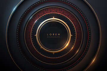 Circle ornate frame template with golden elements