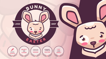 Cartoon character rabbit easter logo
