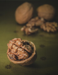 Extreme closeup Walnut dried fruit