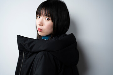 Naklejka premium 冬ファッションの女性