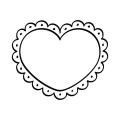 Heart scallop frame doodle line art illustration clipart - obrazy, fototapety, plakaty