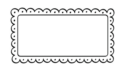 Rectangle scallop frame doodle line art illustration clipart