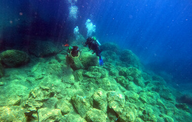 Naklejka na ściany i meble Underwater world of Mediterranean Sea. Near Marmaris, Turkey