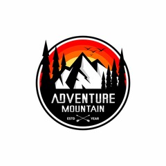 vector illustration of mountain logo, adventure	