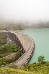 Impressing dam wall from the Mooserboden reservoir near Kaprung