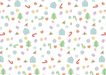 クリスマスモチーフのアイシングクッキー風パターン背景