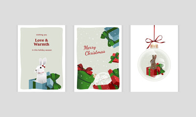Fototapeta na wymiar Set of cartoon holiday cards 