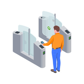 recommend clip art: Ticket Barrier Isometric Composition