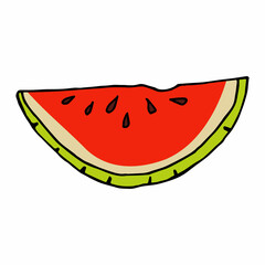 Tasty watermelon on white background. Vector image.