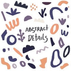Collection of abstract doodle Hand draw Shapes. Geometric objects in bright colors, texture brush, minimalist details, for your projects, posters, flyers, websites, business cards