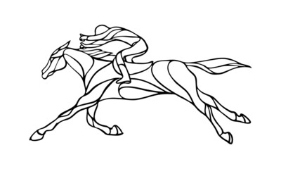 Obraz na płótnie Canvas Horse race. Equestrian sport. Silhouette of racing with jockey