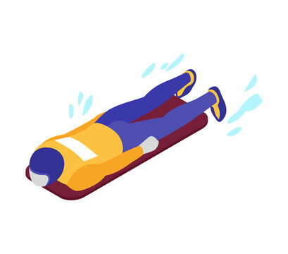 athlete sliding on sled, yellow and blue clip art preview